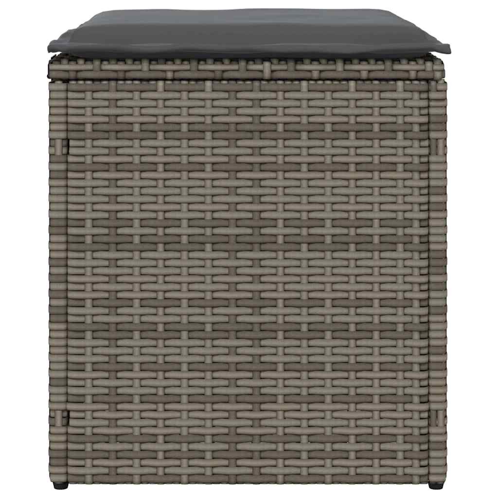 Vrtni tabure s jastucima 2 kom sivi 40x40x43 cm poliratan
