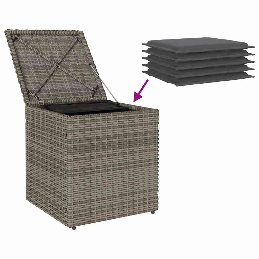 Vrtni tabure s jastucima 2 kom sivi 40x40x43 cm poliratan