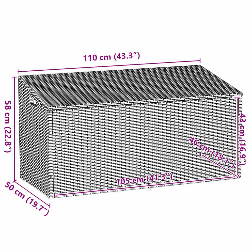 Vrtna kutija za pohranu bež 110x50x58 cm poli ratan