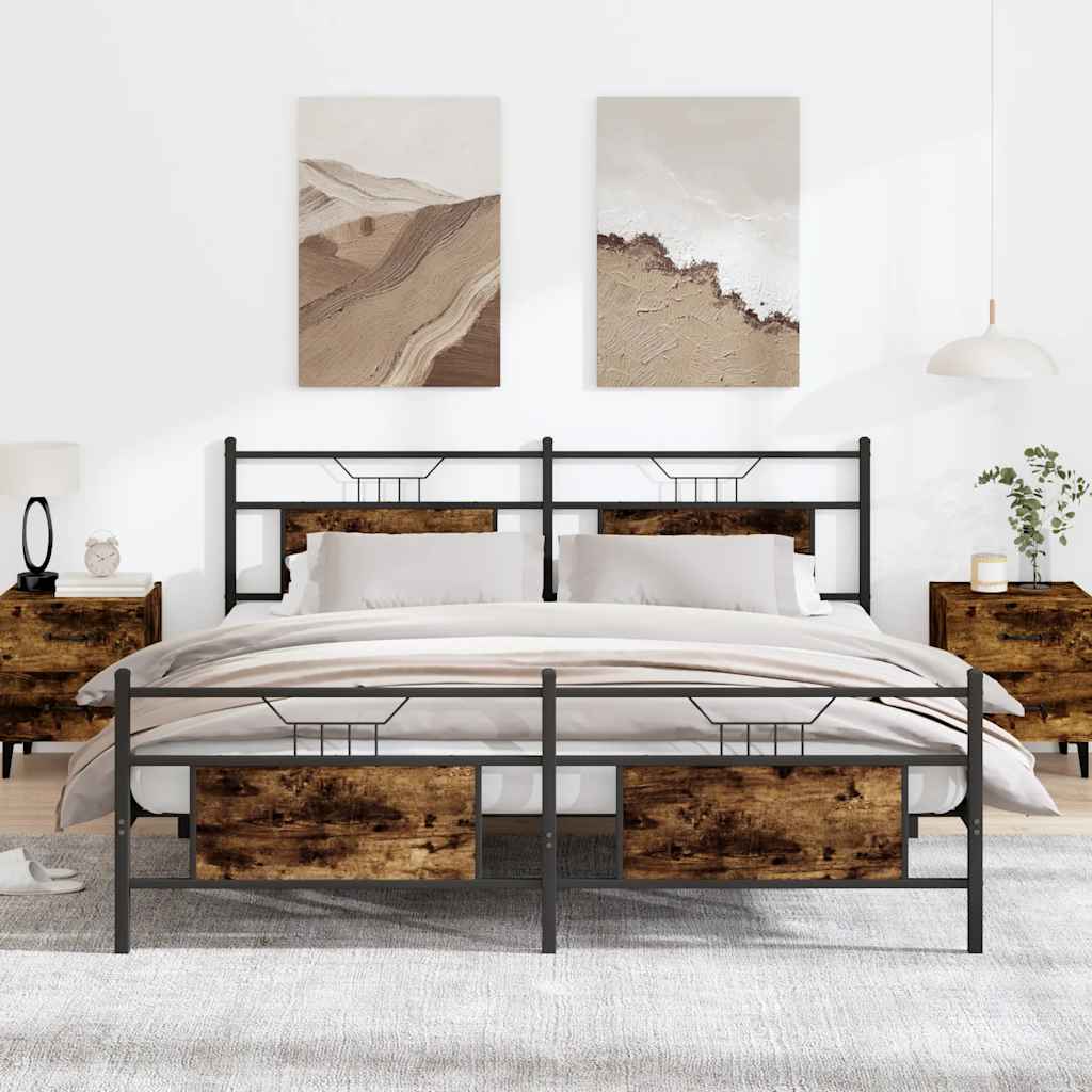 Metalni okvir kreveta bez madraca boja hrasta 183x213 cm