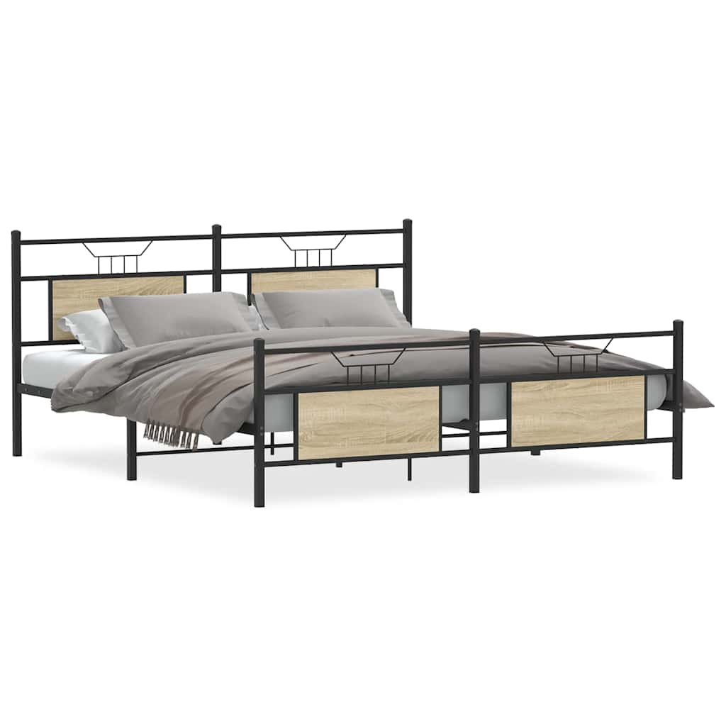 Metalni okvir kreveta bez madraca boja hrasta sonome 183x213 cm