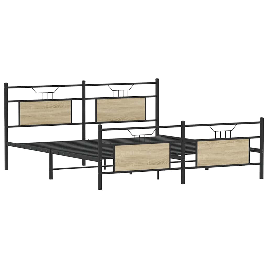 Metalni okvir kreveta bez madraca boja hrasta sonome 183x213 cm
