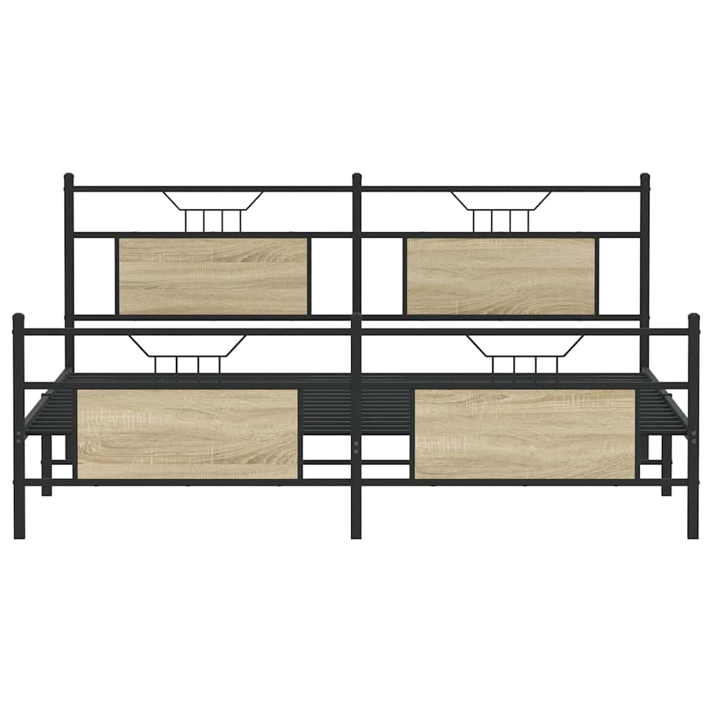 Metalni okvir kreveta bez madraca boja hrasta sonome 183x213 cm