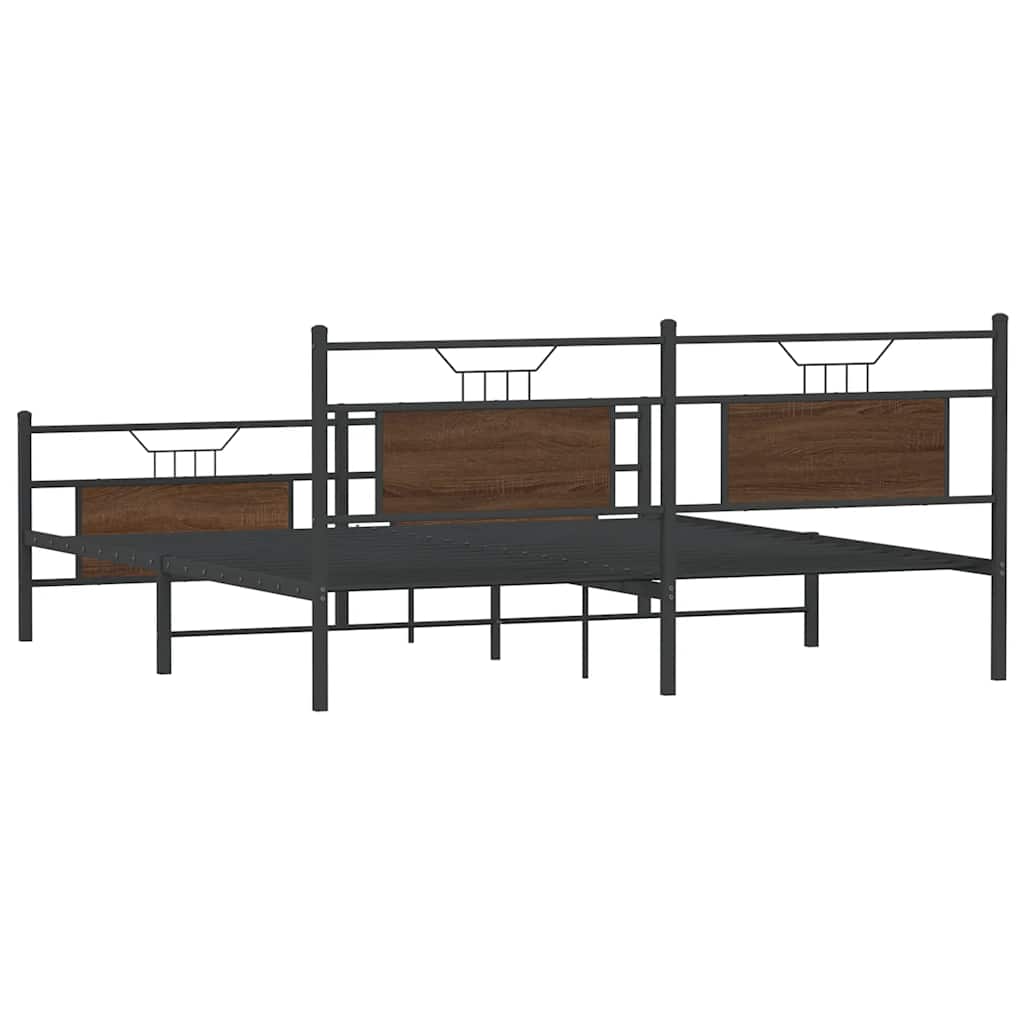 Metalni okvir kreveta bez madraca smeđa boja hrasta 160x200 cm