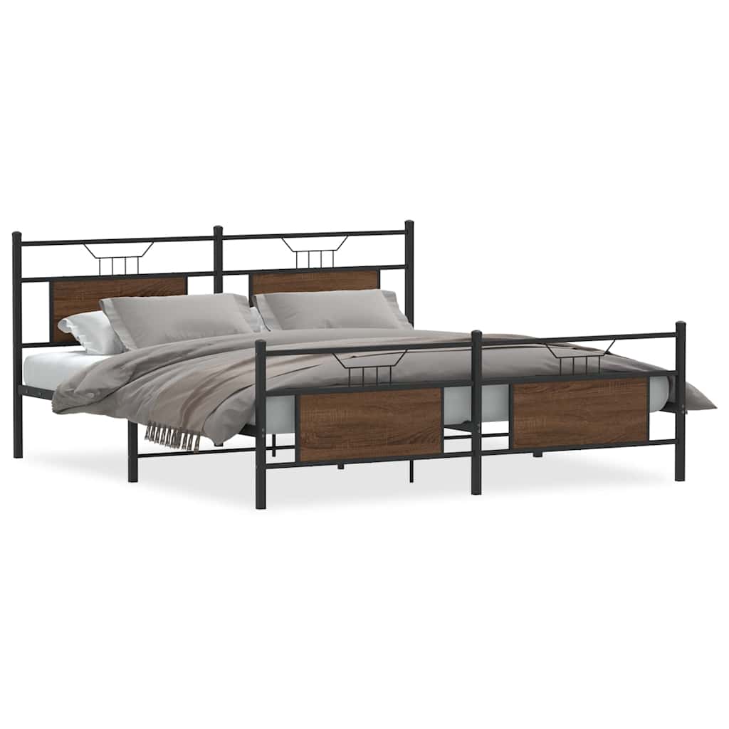 Metalni okvir kreveta bez madraca smeđa boja hrasta 180x200 cm