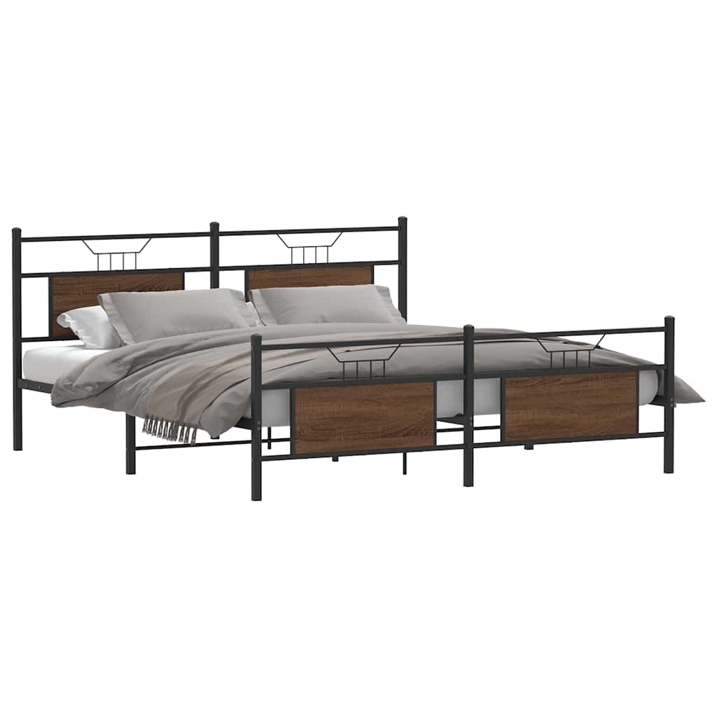 Metalni okvir kreveta bez madraca smeđa boja hrasta 180x200 cm