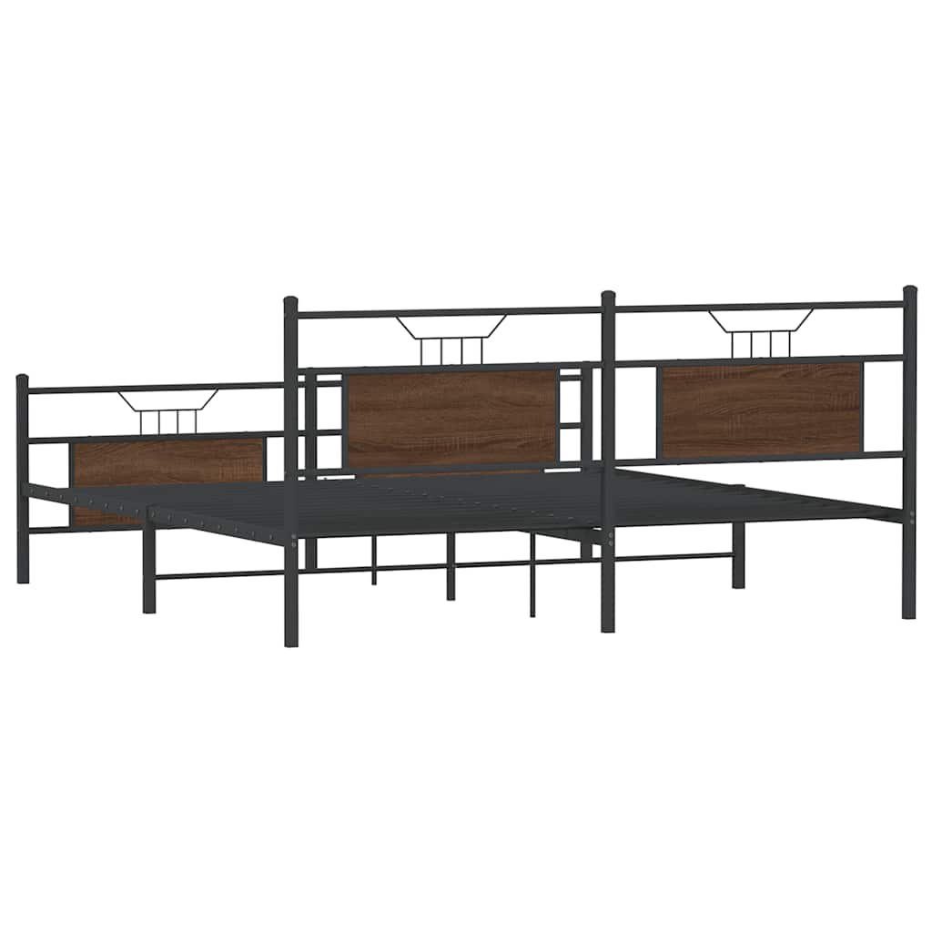 Metalni okvir kreveta bez madraca smeđa boja hrasta 180x200 cm