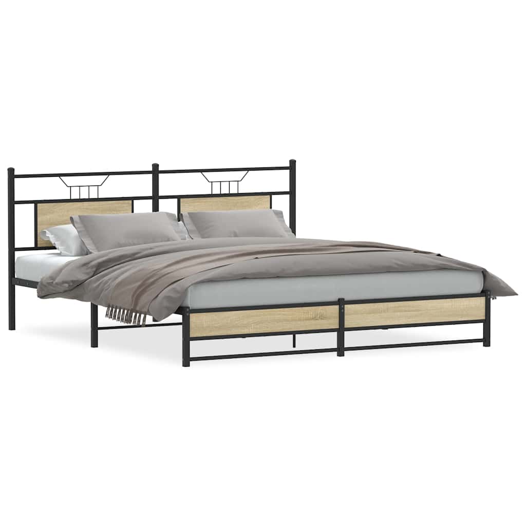 Metalni okvir kreveta bez madraca boja hrasta sonome 183x213 cm