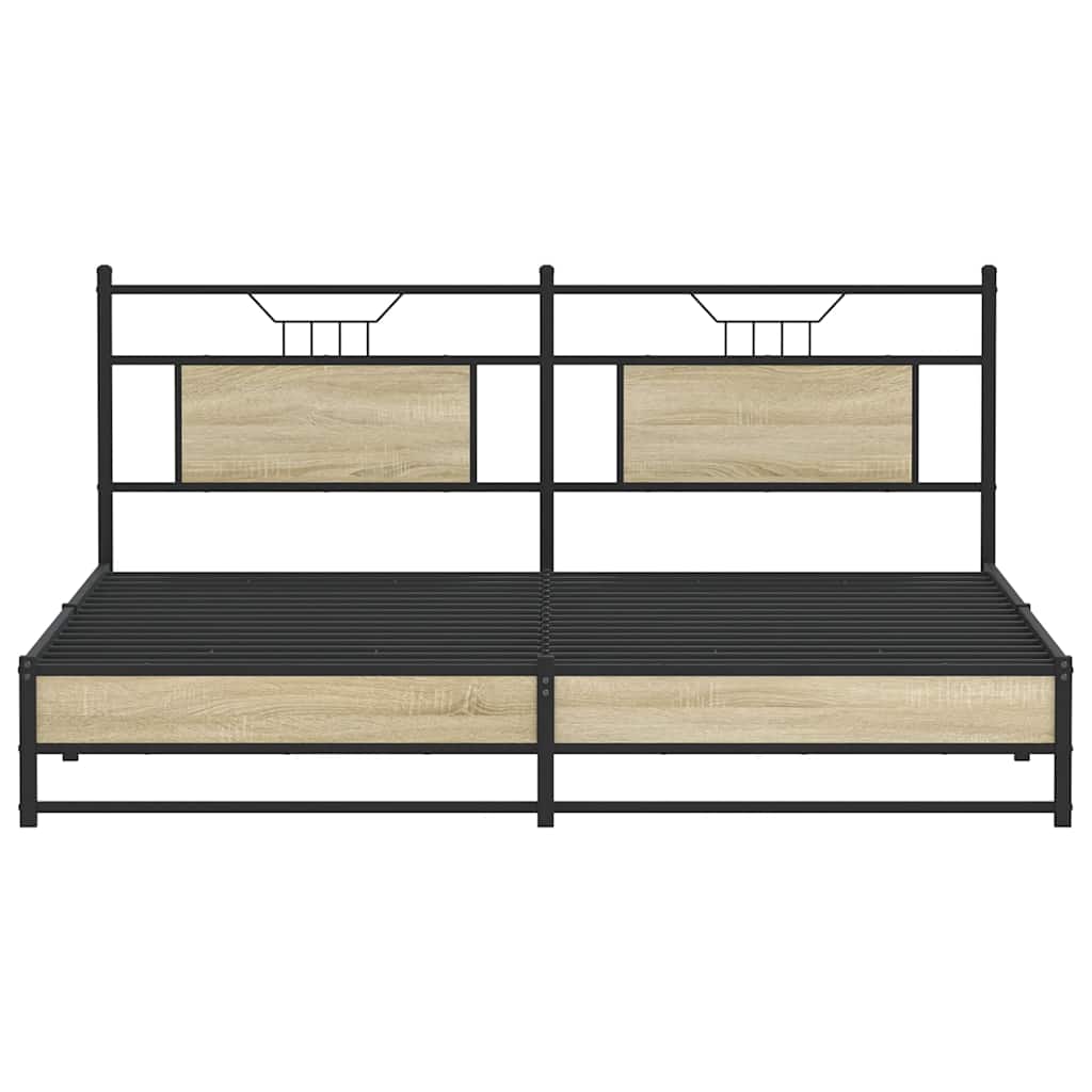 Metalni okvir kreveta bez madraca boja hrasta sonome 183x213 cm
