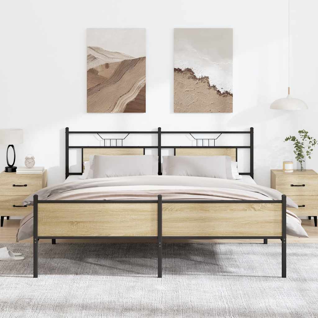 Metalni okvir kreveta bez madraca boja hrasta sonome 160x200 cm