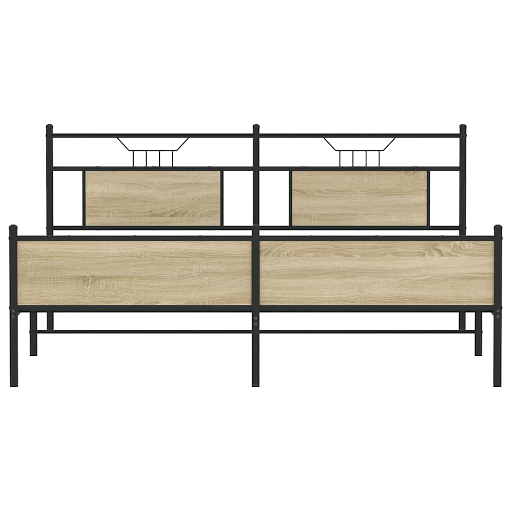 Metalni okvir kreveta bez madraca boja hrasta sonome 183x213 cm