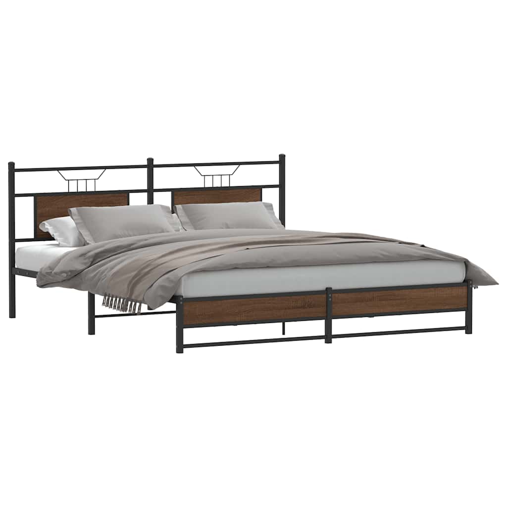 Metalni okvir kreveta bez madraca smeđa boja hrasta 183x213 cm