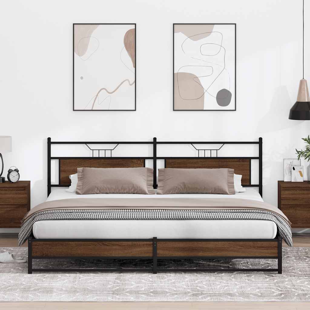 Metalni okvir kreveta bez madraca smeđa boja hrasta 200x200 cm