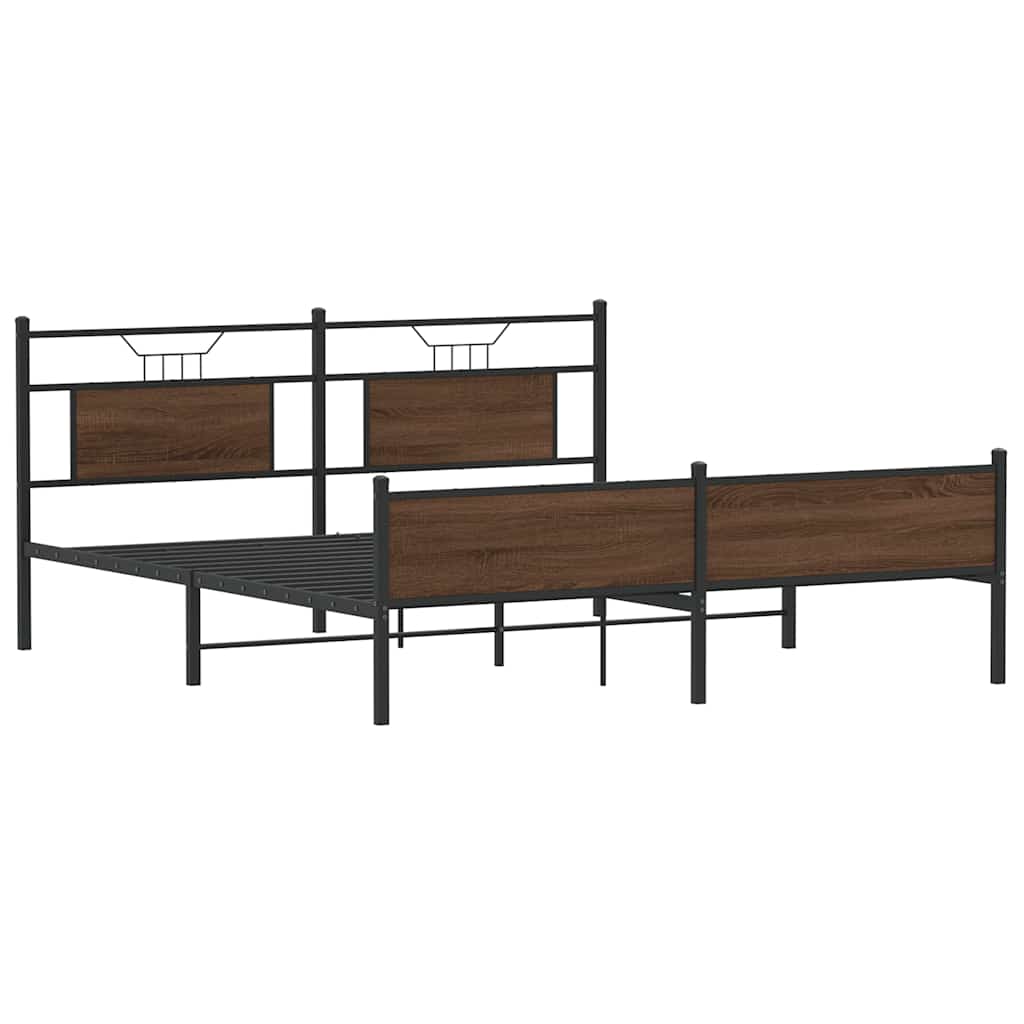 Metalni okvir kreveta bez madraca smeđa boja hrasta 160x200 cm