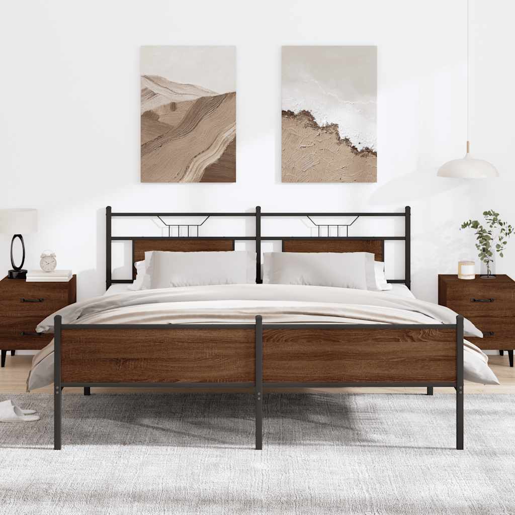 Metalni okvir kreveta bez madraca smeđa boja hrasta 160x200 cm