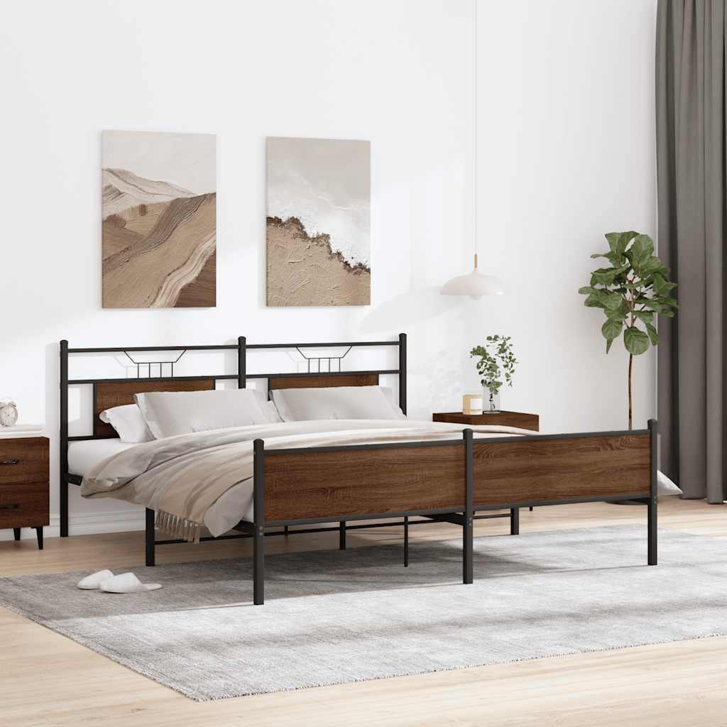 Metalni okvir kreveta bez madraca smeđa boja hrasta 180x200 cm