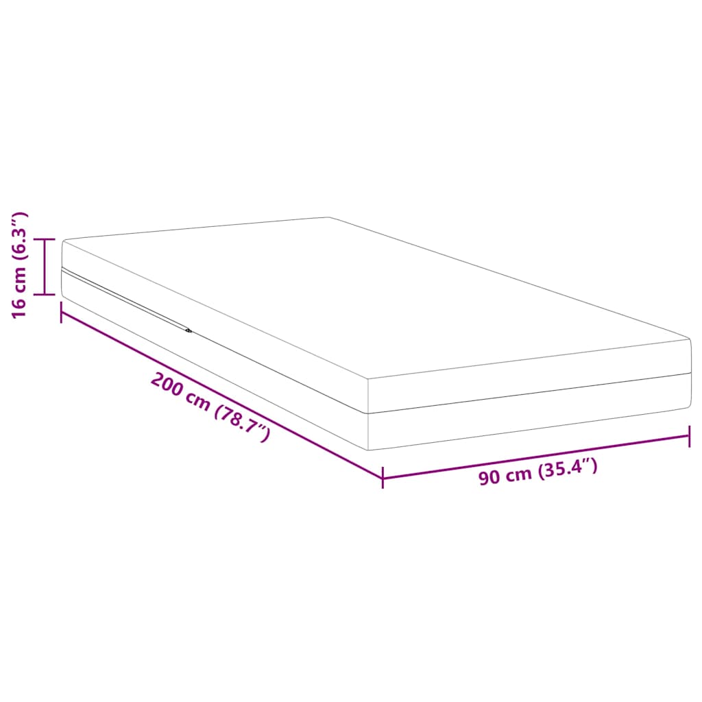 Madrac Srednje tvrdo 90 x 200 cm Bijelo