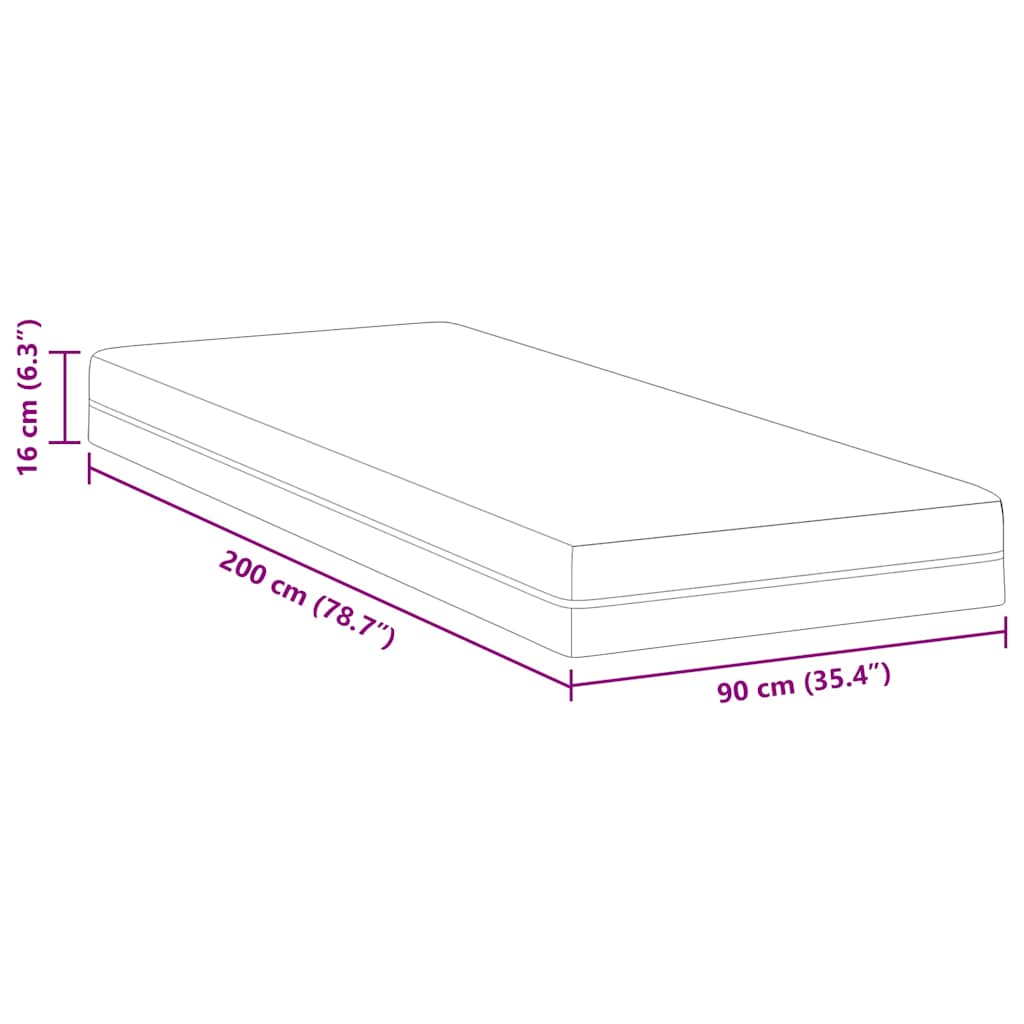 Madrac Bijela i siva 90 x 200 cm Žakar tkanina