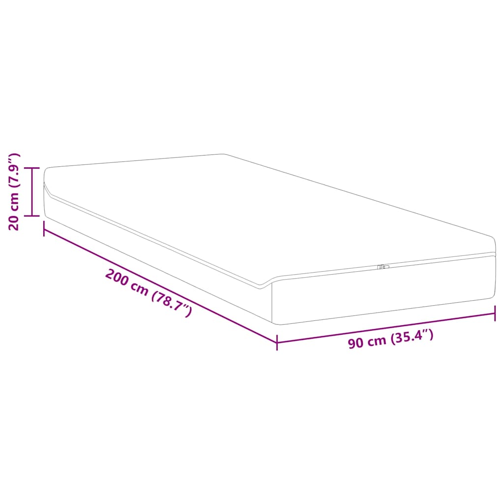 Madrac Bijela i siva 90 x 200 cm Žakar tkanina