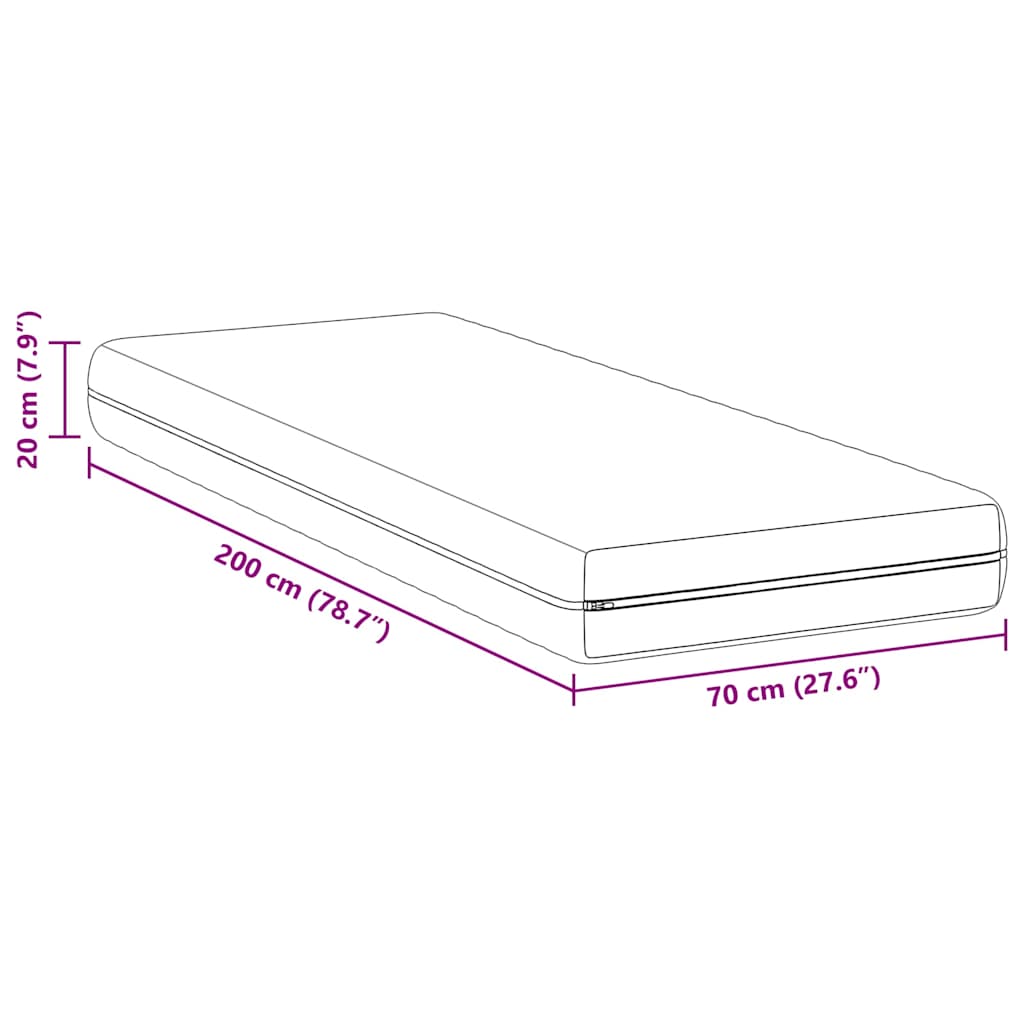 Madrac Bijeli 70 x 200 cm Pocket opruga