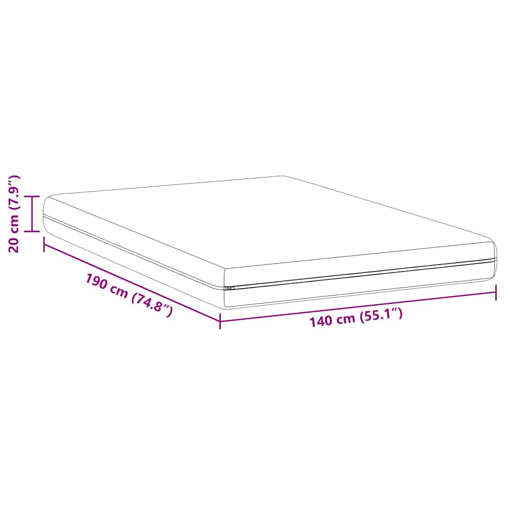 Madrac Bijeli 140 x 190 cm Pocket opruga