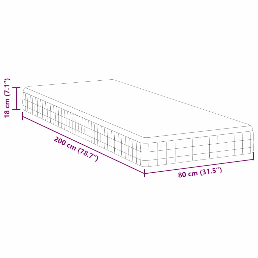 Madrac Bijela i siva 80 x 200 cm Bonell opruga