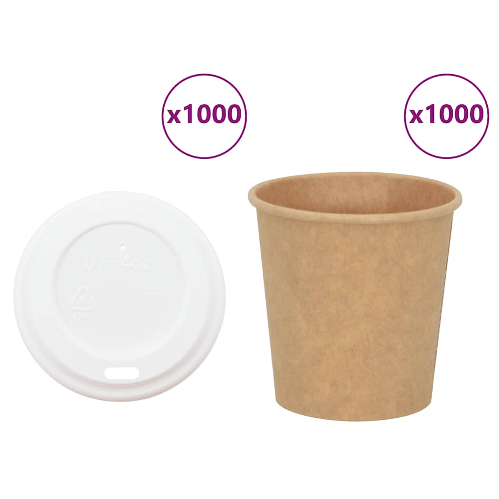 papirnate šalice za kavu s poklopcem 1000 kom 4 oz 100 ml