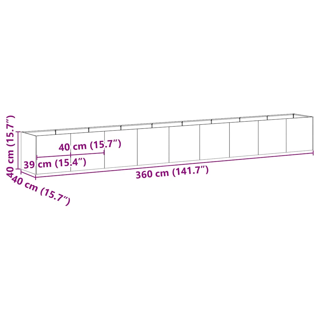 Sadilica antracit 360x40x40 cm od hladno valjanog čelika