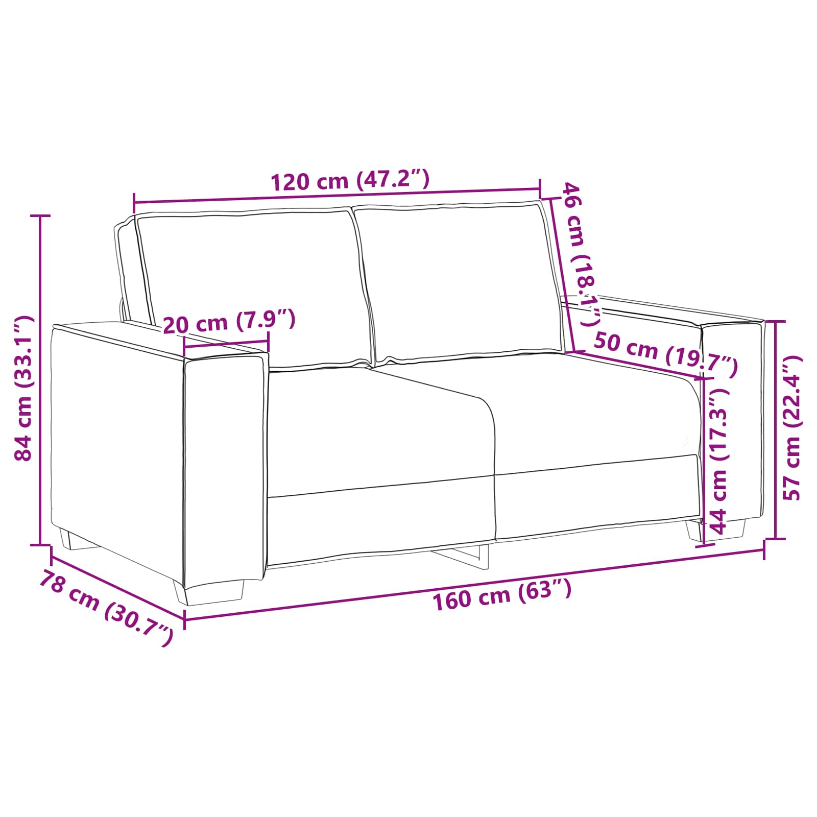 Sofa 3 pcs Tamno siva 220 x 80 x 84 cm Platnasta tkanina