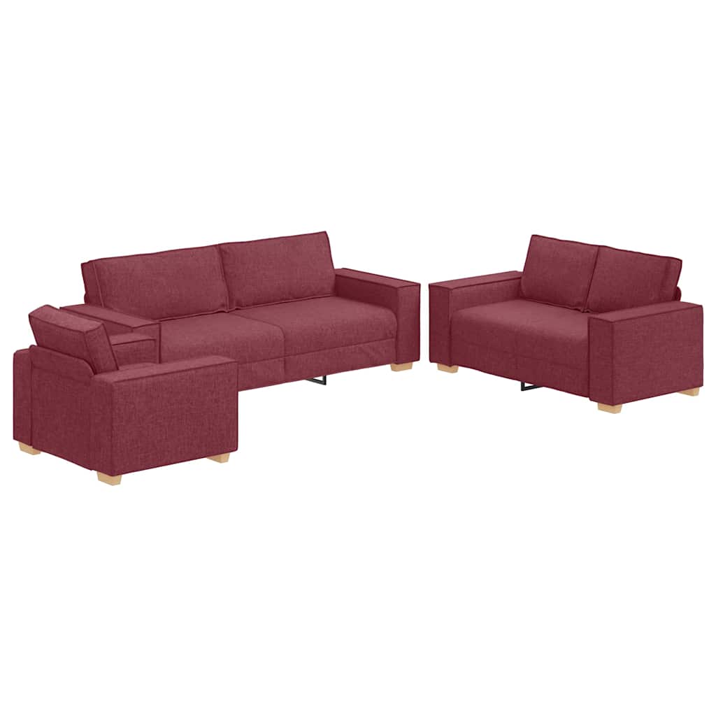 Sofa 3 pcs Vinska crvena 220 x 80 x 84 cm Platnasta tkanina