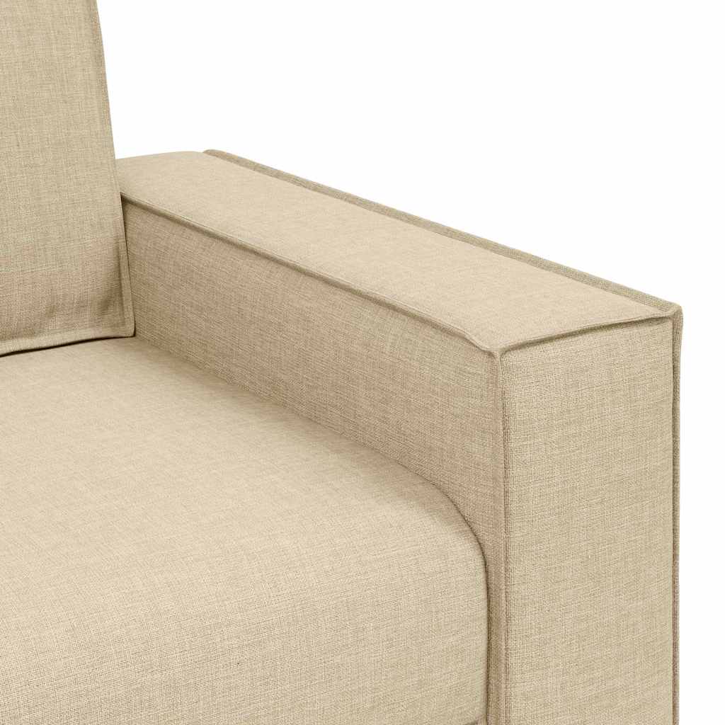 Sofa 3 pcs Krema 220 x 80 x 84 cm Platnasta tkanina