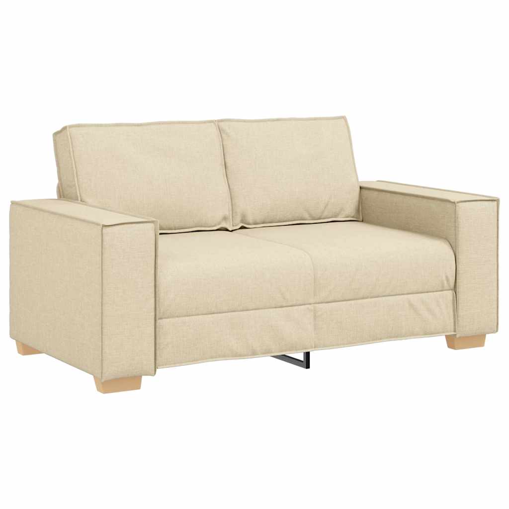 Sofa 3 pcs Krema 220 x 80 x 84 cm Platnasta tkanina