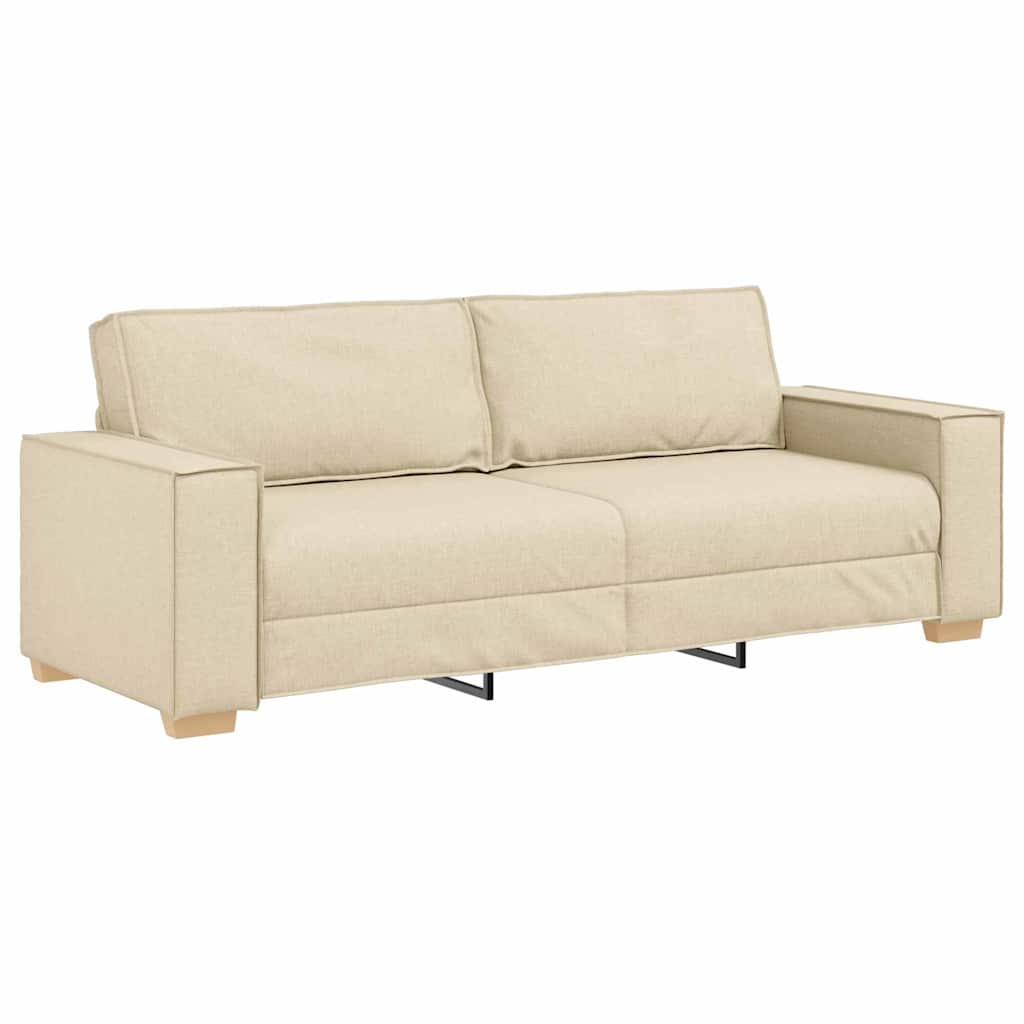 Sofa 3 pcs Krema 220 x 80 x 84 cm Platnasta tkanina