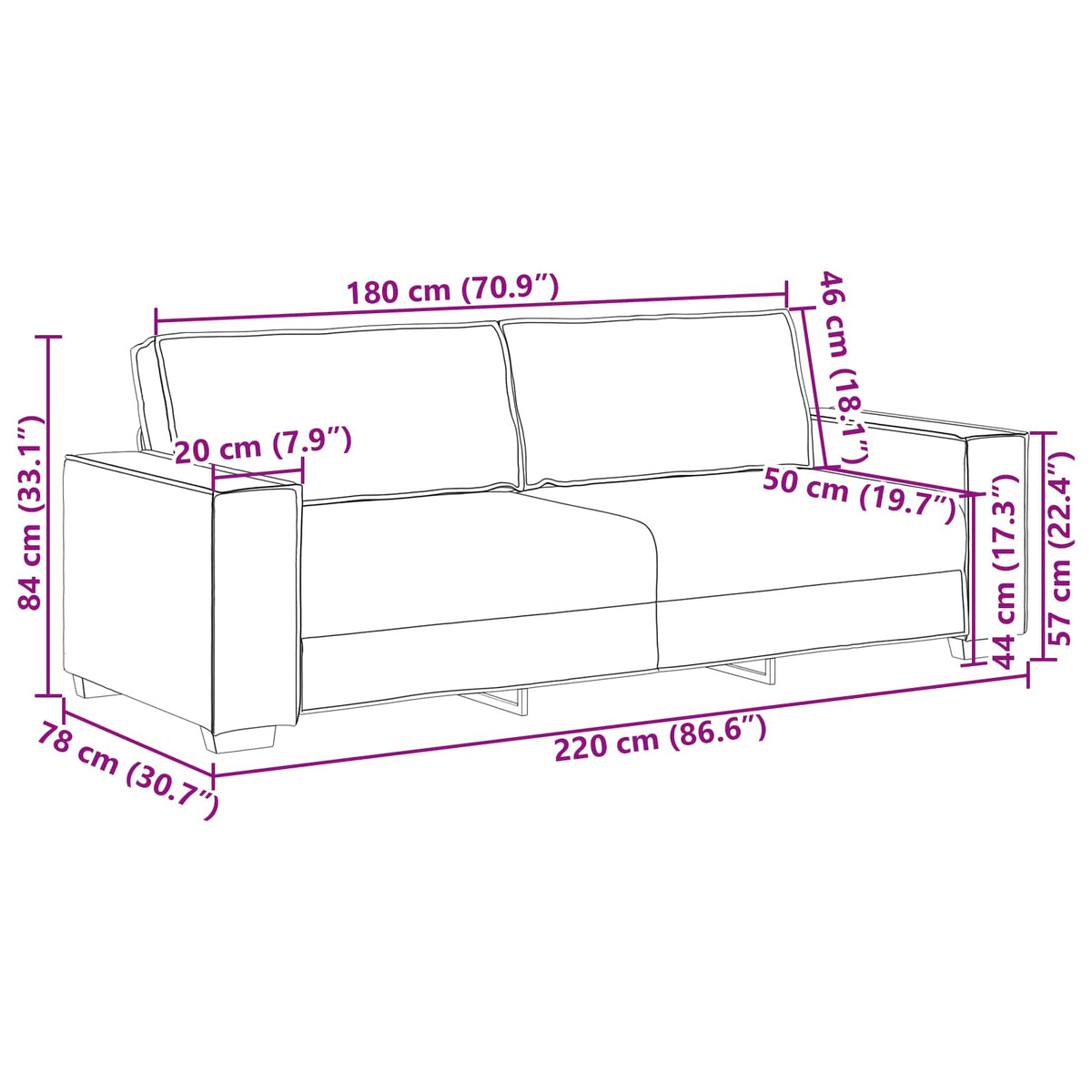 Sofa 3 kom. Svijetlo siva Platnasta tkanina