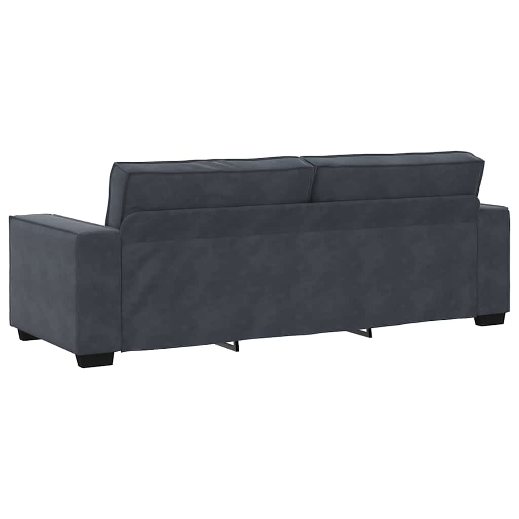 3-dijelni set sofa s jastucima, tamno sivi baršun