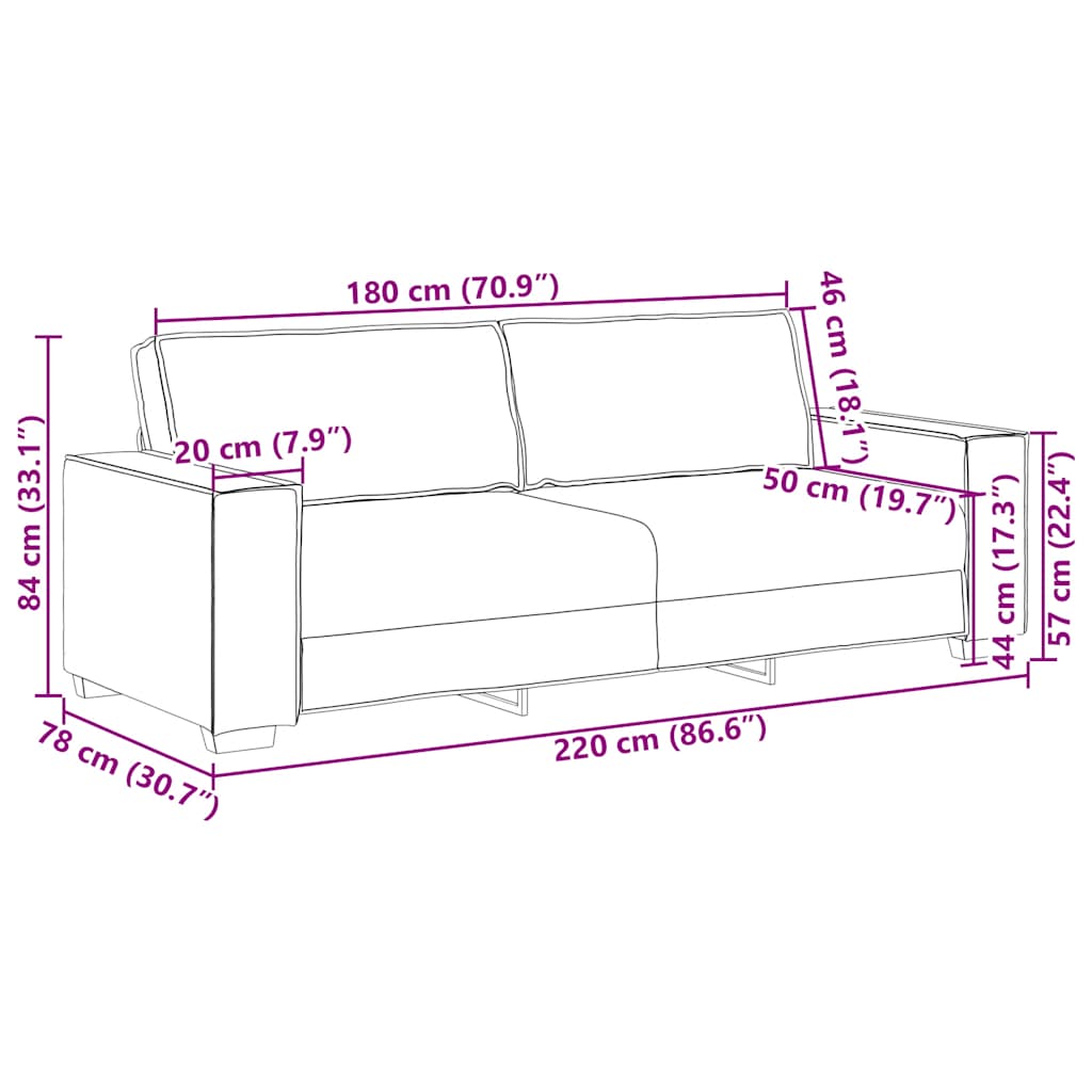 3-dijelni set sofa s jastucima, ružičasti baršun