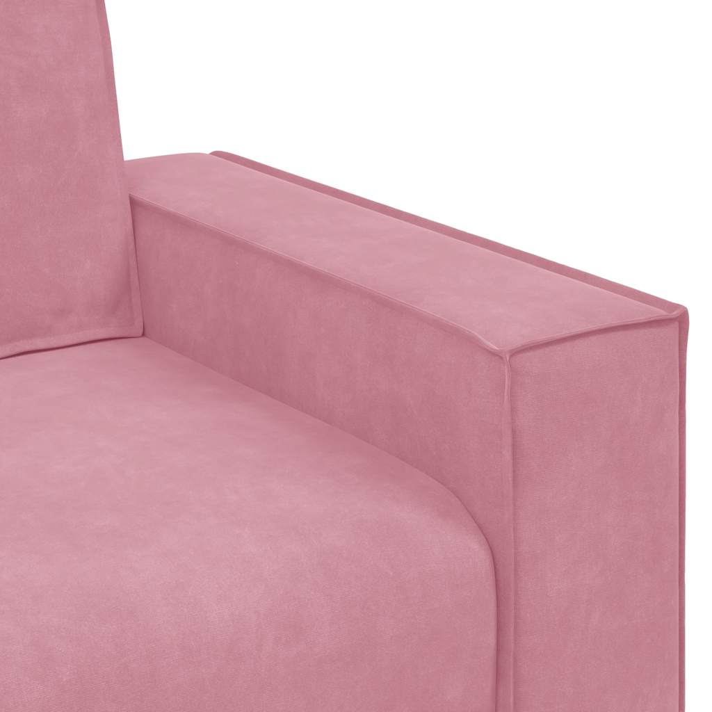 3-dijelni set sofa s jastucima, ružičasti baršun