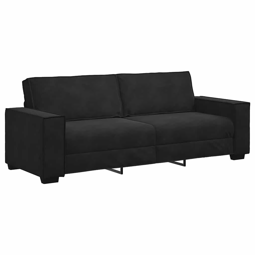 3-dijelni set sofa s jastucima crni baršun