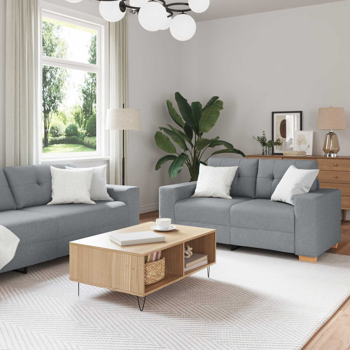 Sofa 3 kom. Svijetlo siva Platnasta tkanina