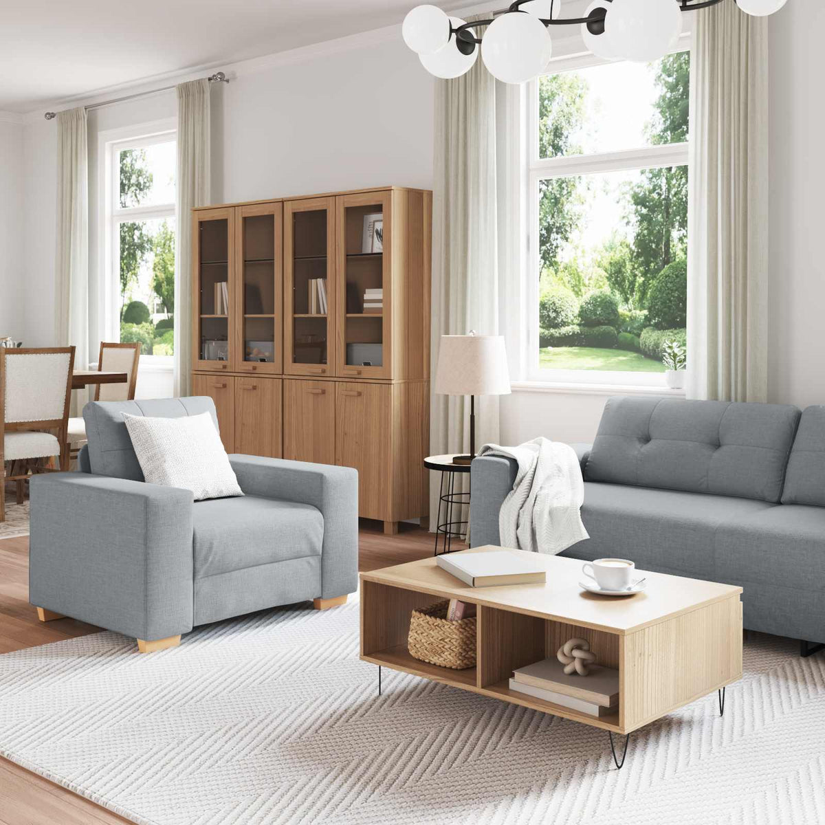 Sofa 3 kom. Svijetlo siva Platnasta tkanina