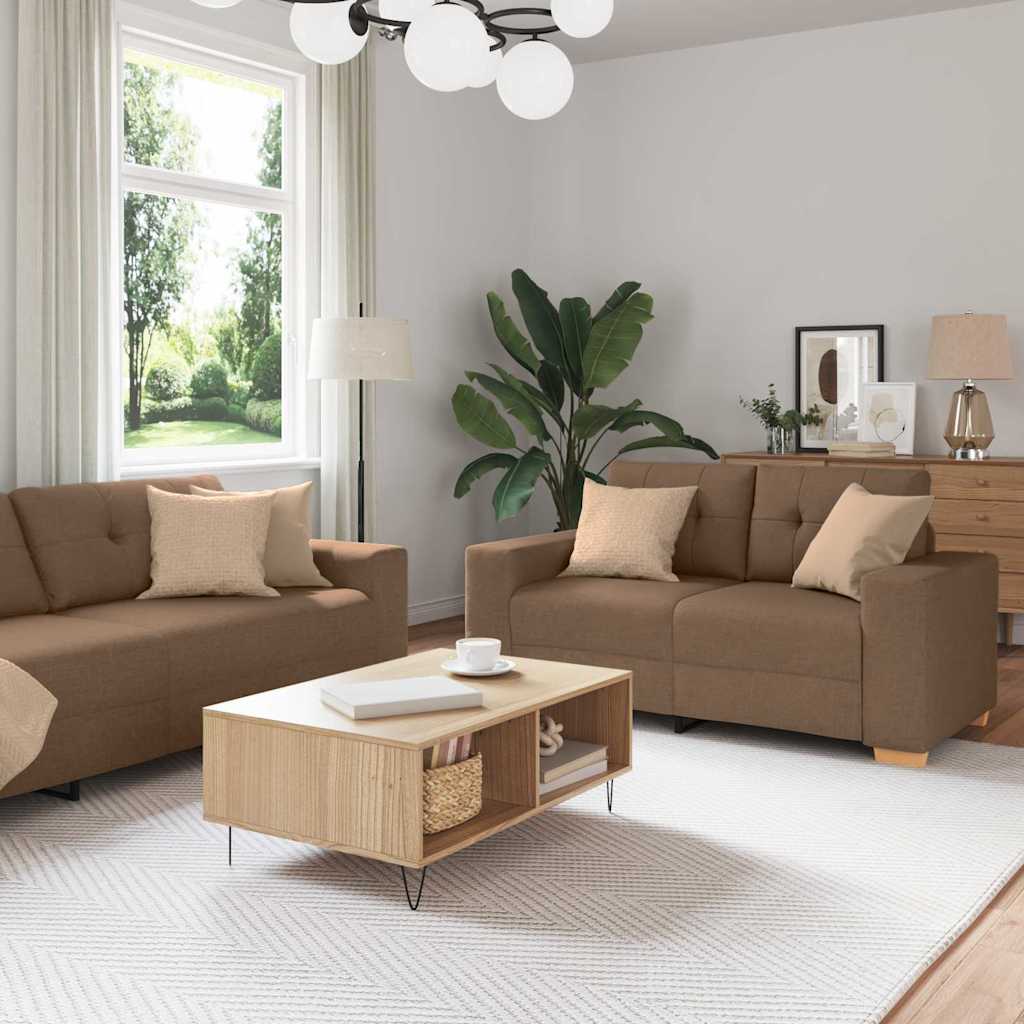 Sofa 3 pcs Smeđa 221 x 80 x 80 cm Platnasta tkanina