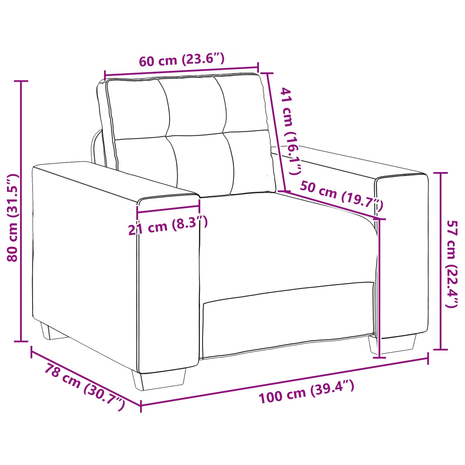 Sofa 3 pcs Tamno siva 221 x 80 x 80 cm Platnasta tkanina