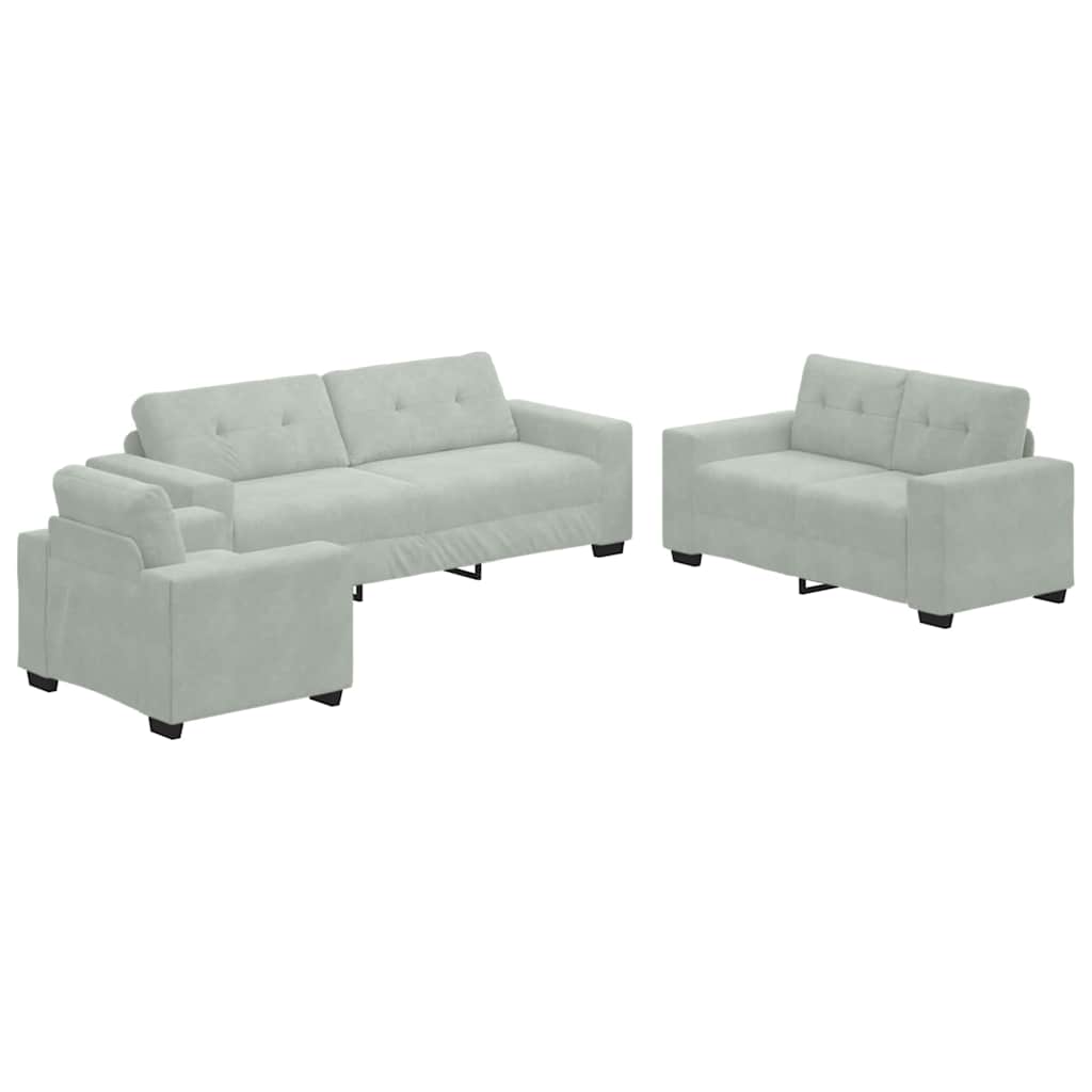 Set sofe 3 pcs Svijetlo siva 221 x 80 x 80 cm Baršun