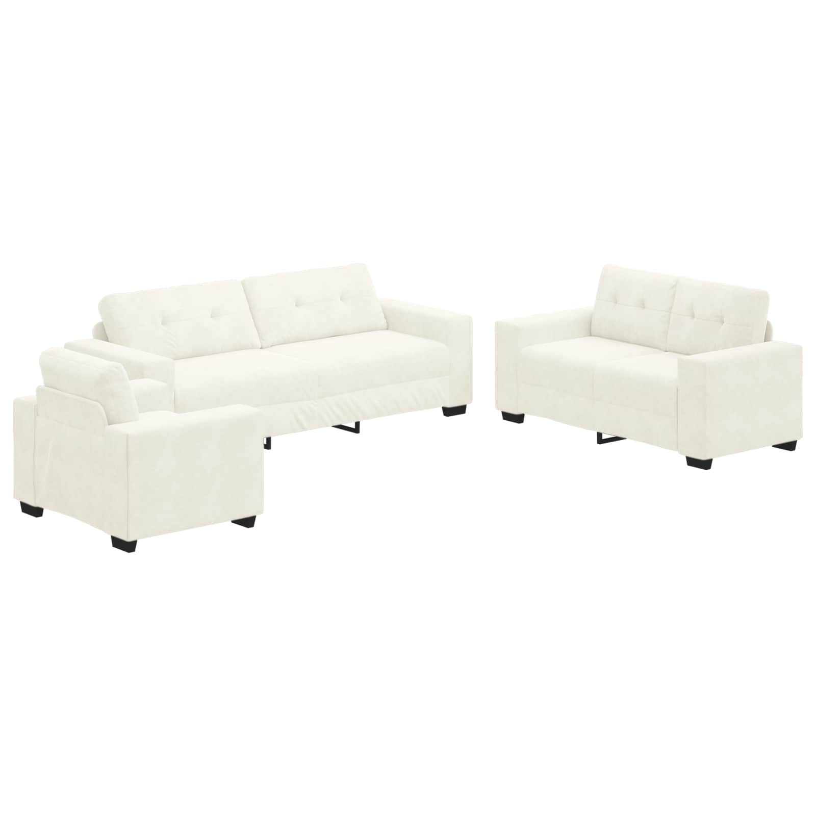 Set sofe 3 pcs Krema 221 x 80 x 80 cm Baršun