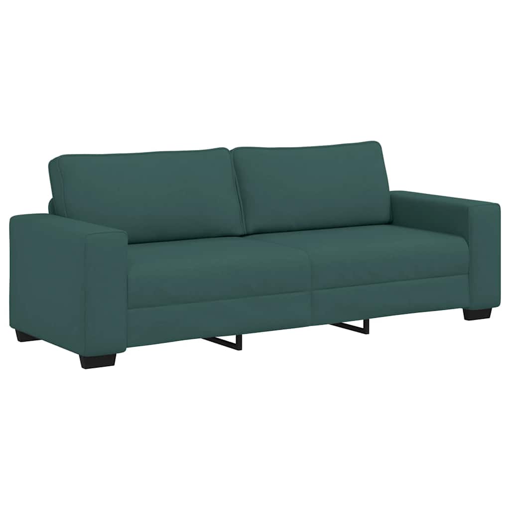 3-dijelni set sofa s jastucima, tamnozelena tkanina