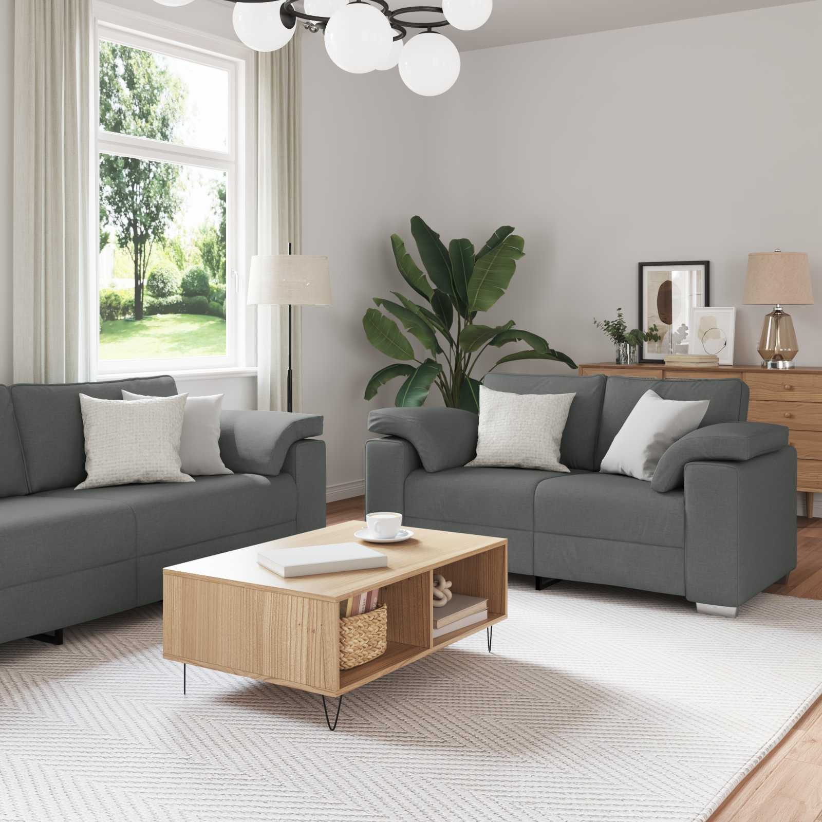 Sofa 3 pcs Tamno siva 219 x 80 x 82 cm Platnasta tkanina