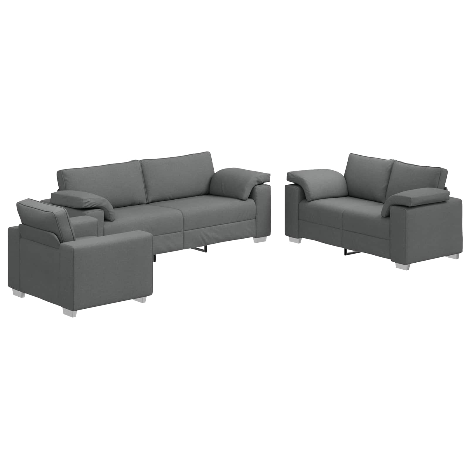 Sofa 3 pcs Tamno siva 219 x 80 x 82 cm Platnasta tkanina
