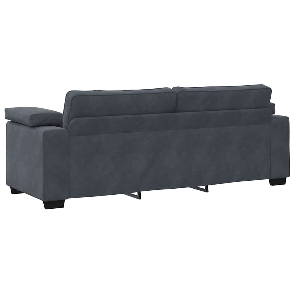 3-dijelni set sofa s jastucima, tamno sivi baršun