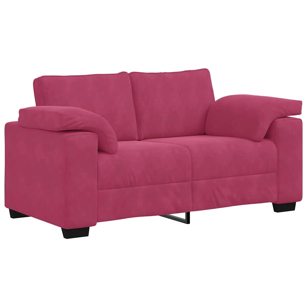 3-dijelni set sofa s jastucima, vinsko crveni baršun