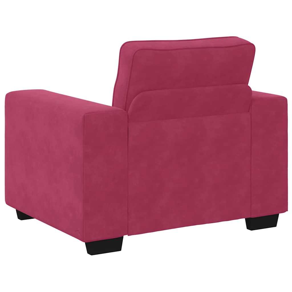 3-dijelni set sofa s jastucima, vinsko crveni baršun